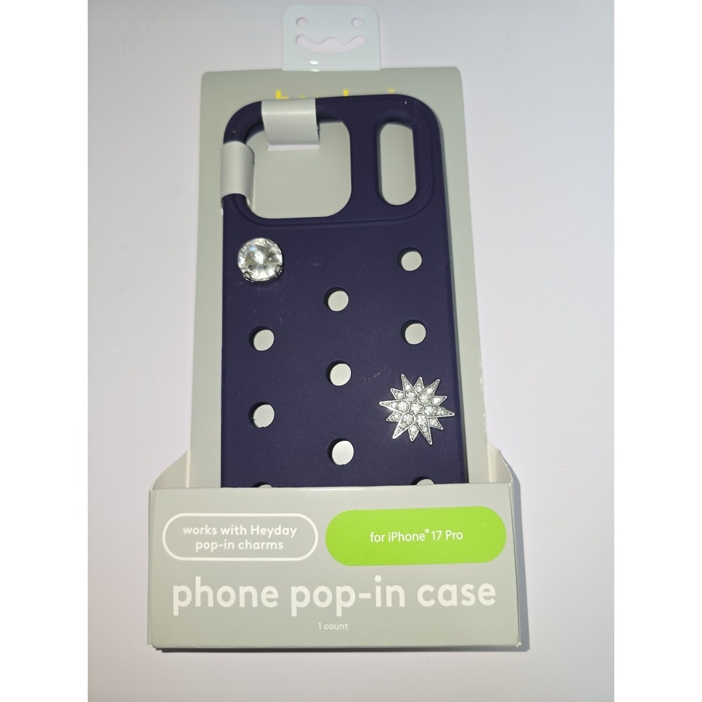 Heyday iPhone 17 Pro Phone Case Blue Silicone Pop-In Changeable Charms